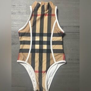 Burberry Beige and Red Striped Apparel